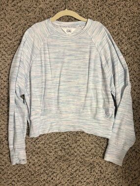 Athleta Girl Heathered Light Blue & Pink Pullover Active Sweatshirt